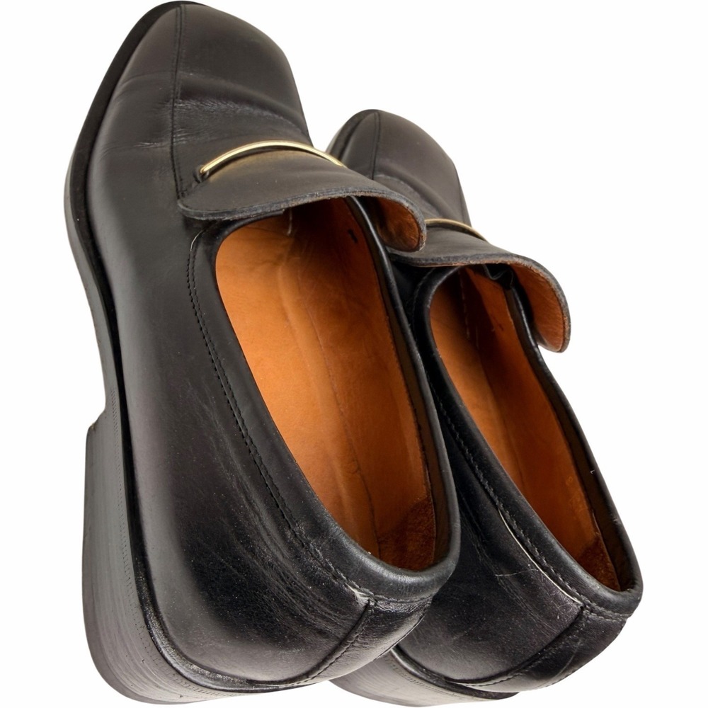 Gucci Vintage Black Leather Logo Bar Loafers Men’s 8D Authenticated - Picture 13 of 14
